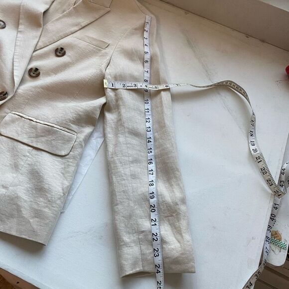 Magaschoni Linen Blend Double Breasted Blazer Jacket Cream Ivory Women L Career - Picture 8 of 13